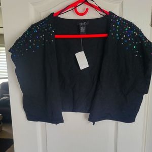 NWT DEB black plus size 3x cropped sequin cardigan